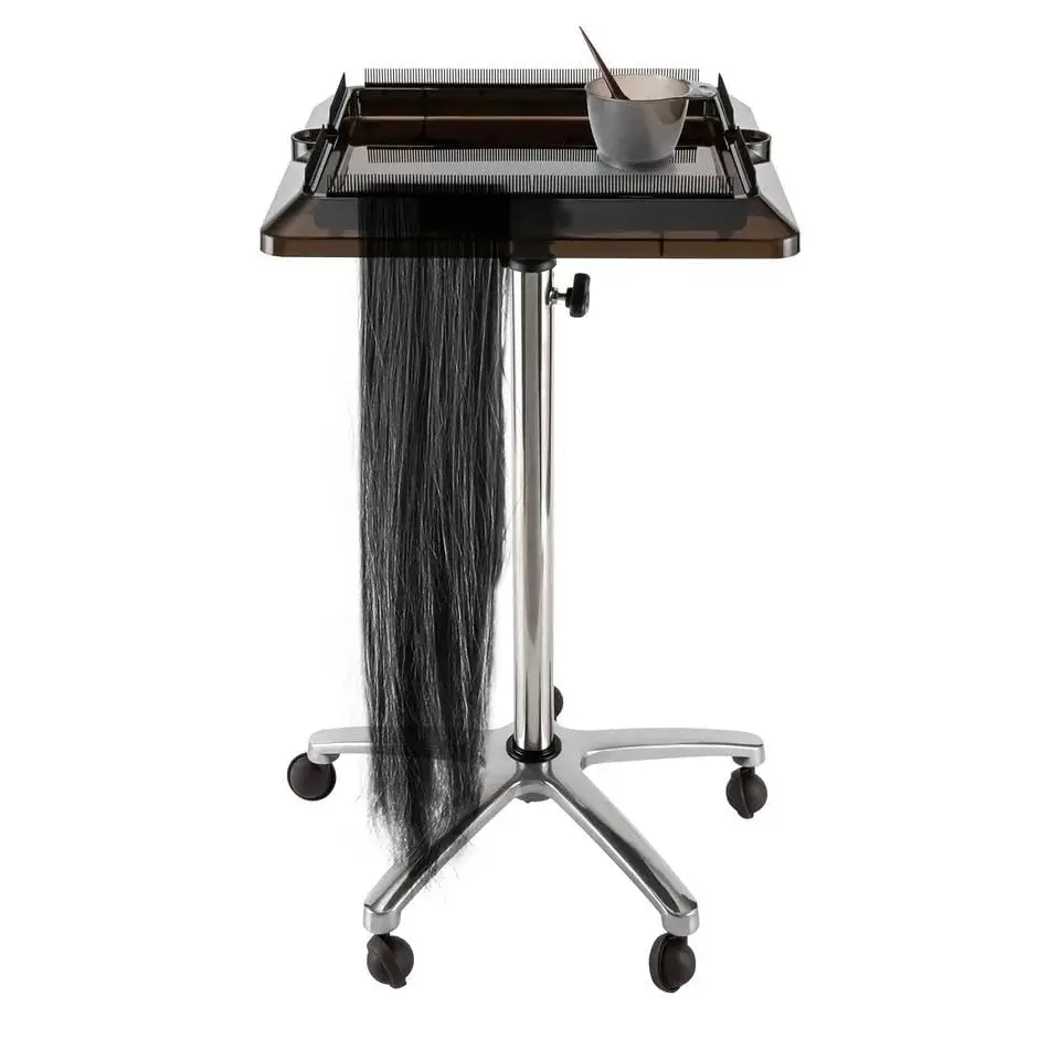 

Hair Extension Holder, Rolling Salon Hair Extension Tool, Stainless Steel Tray Cart Height Adustable, Removable Hair Extension