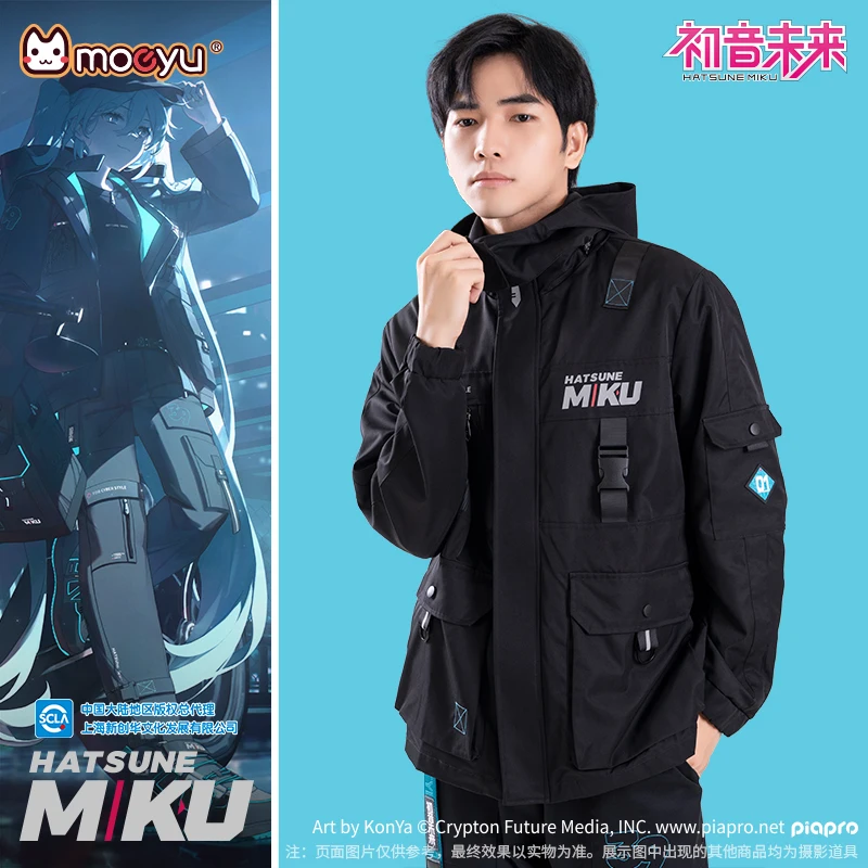 Moeyu-abrigo de Anime Vocaloid, chaqueta de Cosplay de Hatsune Miku, gabardina, ropa informal para hombre y mujer, chaquetas con cremallera para exteriores, ropa deportiva