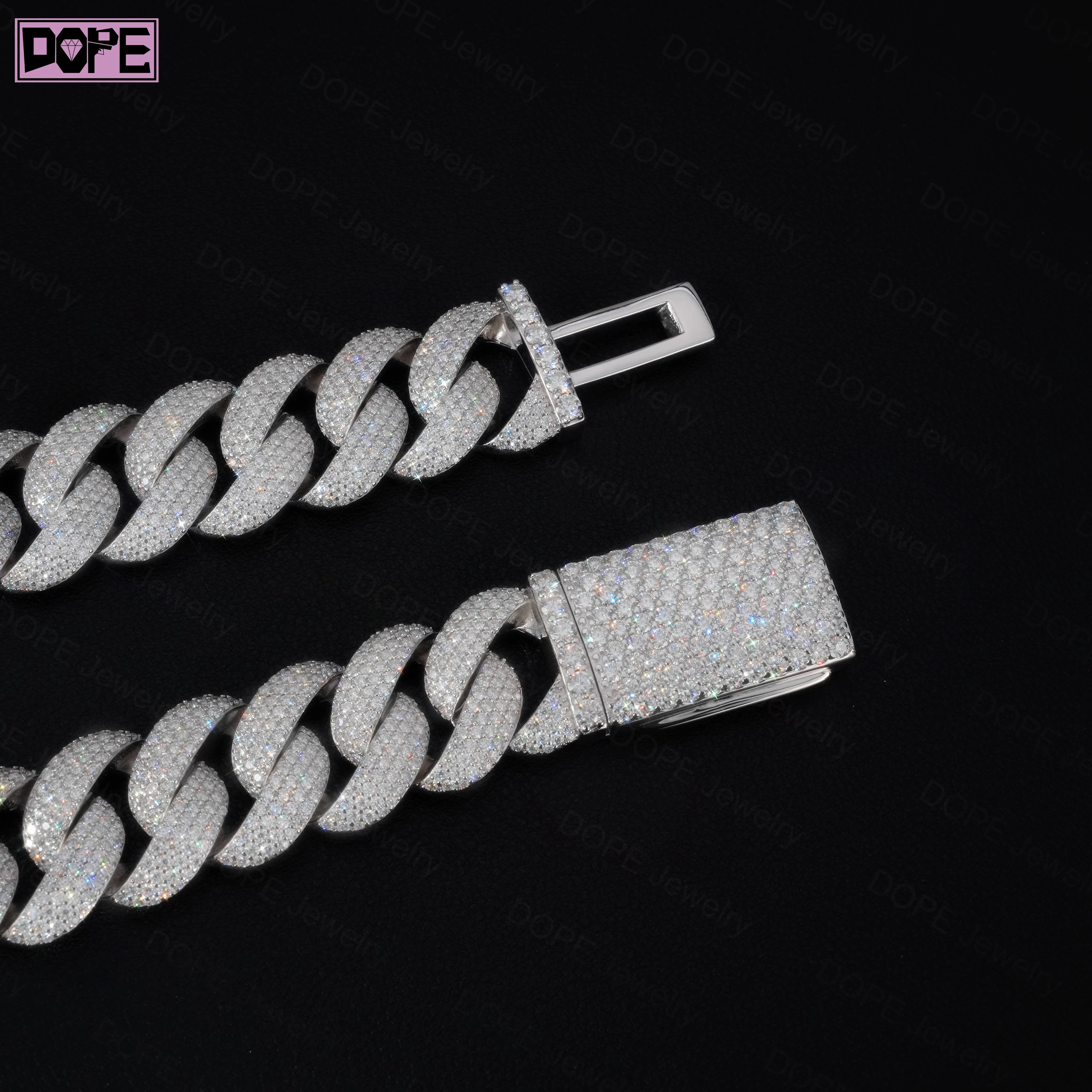 Link Cuban Chain Ready to Ship 18mm 20mm 22mm Moissanite Chain Miami Hip Hop Necklace 925 Silver VVS Moissanite.