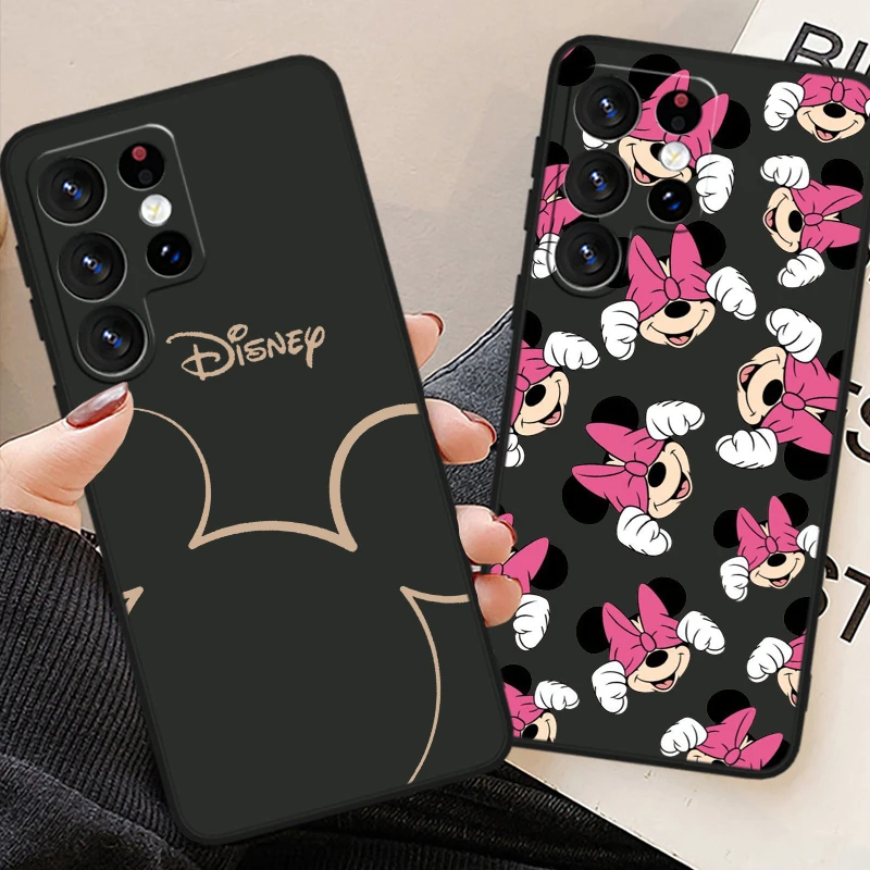 Mickey Minnie Couple Disney Cover For Samsung Galaxy S24 S23 S22 S21 S20 FE S10e S10 S9 Ultra Plus TPU Black Phone Case