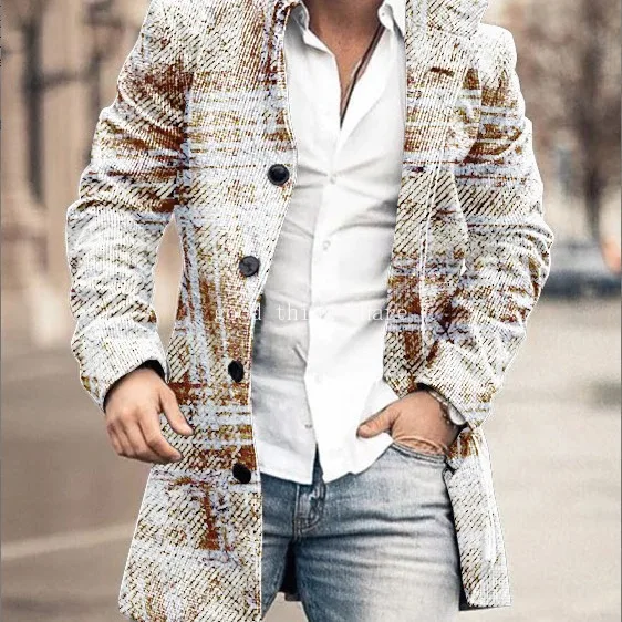 

Spring New Men's Woolen Overcoat Men's Casual Coat Men's Clothing