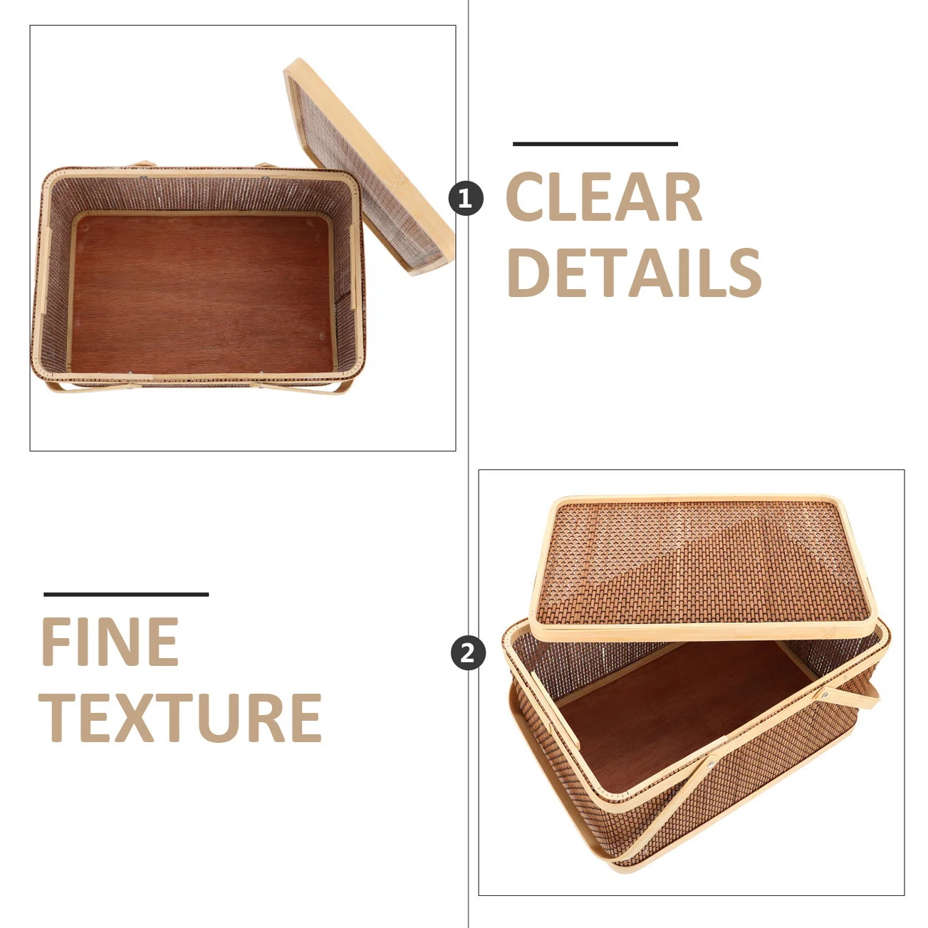 

Bamboo Picnic Basket Woven Fruit Storage Container Rural Style Eco Friendly Snack Packing Household Decorative Kitchen