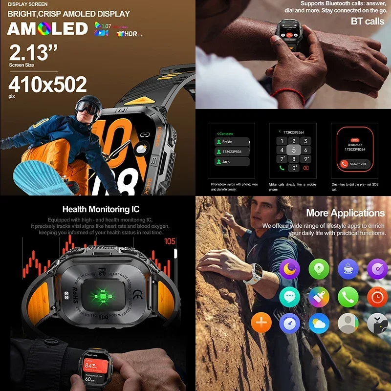 2025 New 580MAH SmartWatch Men 6 Star GPS Positioning Altimeter Barometer Compass 2.13-inch 3ATM Waterproof 100+Sport SmartWatch