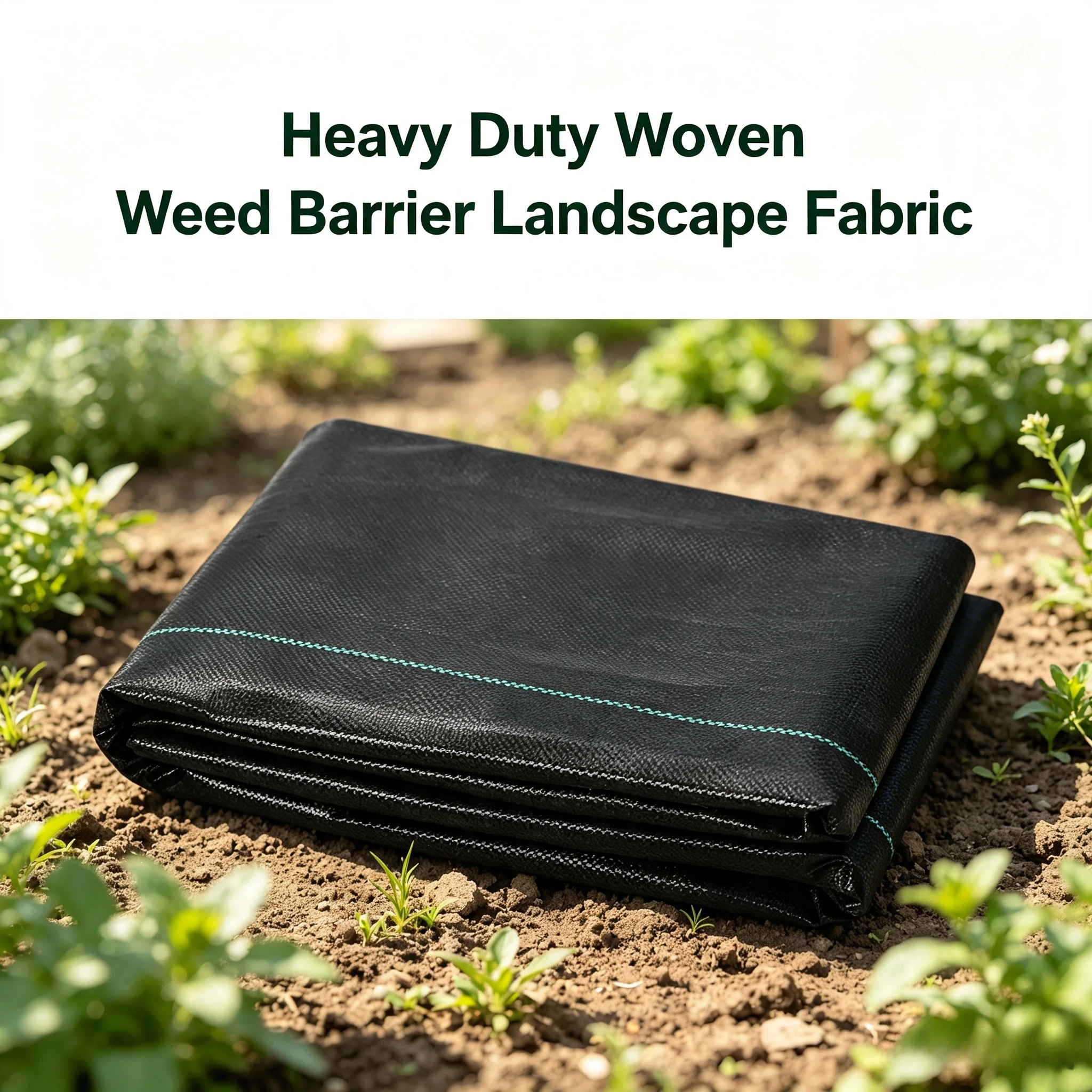 Heavy Duty Woven Weed Barrier Landscape Fabric, 3×100FT, 3.2OZ High-Density PP Tear & Corrosion Resistant, Permeable Breathable with Green Cut Lines, for Garden/Driveway/Landscaping, Black, 1 Roll