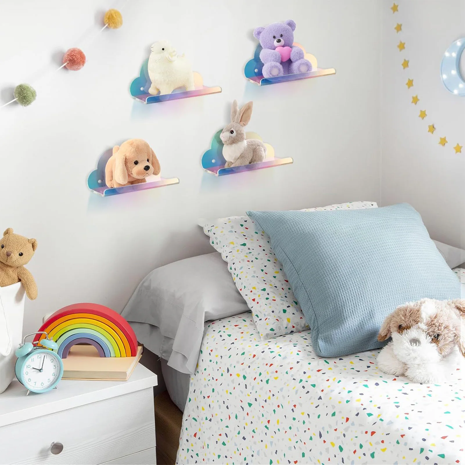 Wall Mounted Acrylic Storage Rack Convenient to Install with Space Saving Design Suitable for Kid Room Bedrooms