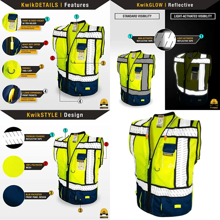 

KwikSafety - SHERIFF SPECIALIST Safety Vest [Multi-Use Pockets] Class 2 Class 3 Hi Vis ANSI OSHA Safety Vest for Men