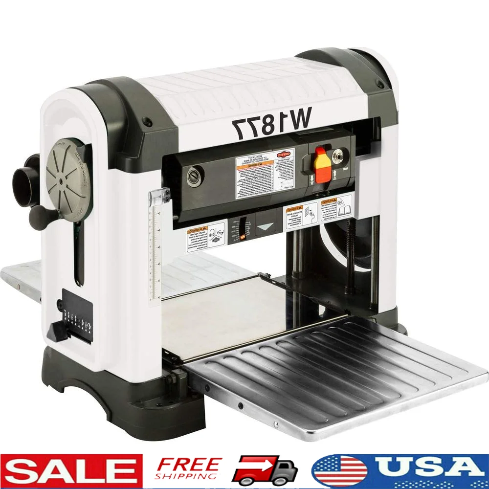 13-calowa przenośna strugarka spiralna głowica tnąca 2HP 120V 15A maksymalna grubość 6 cali maksymalna głębokość cięcia 1/8 cala 10000 obr./min