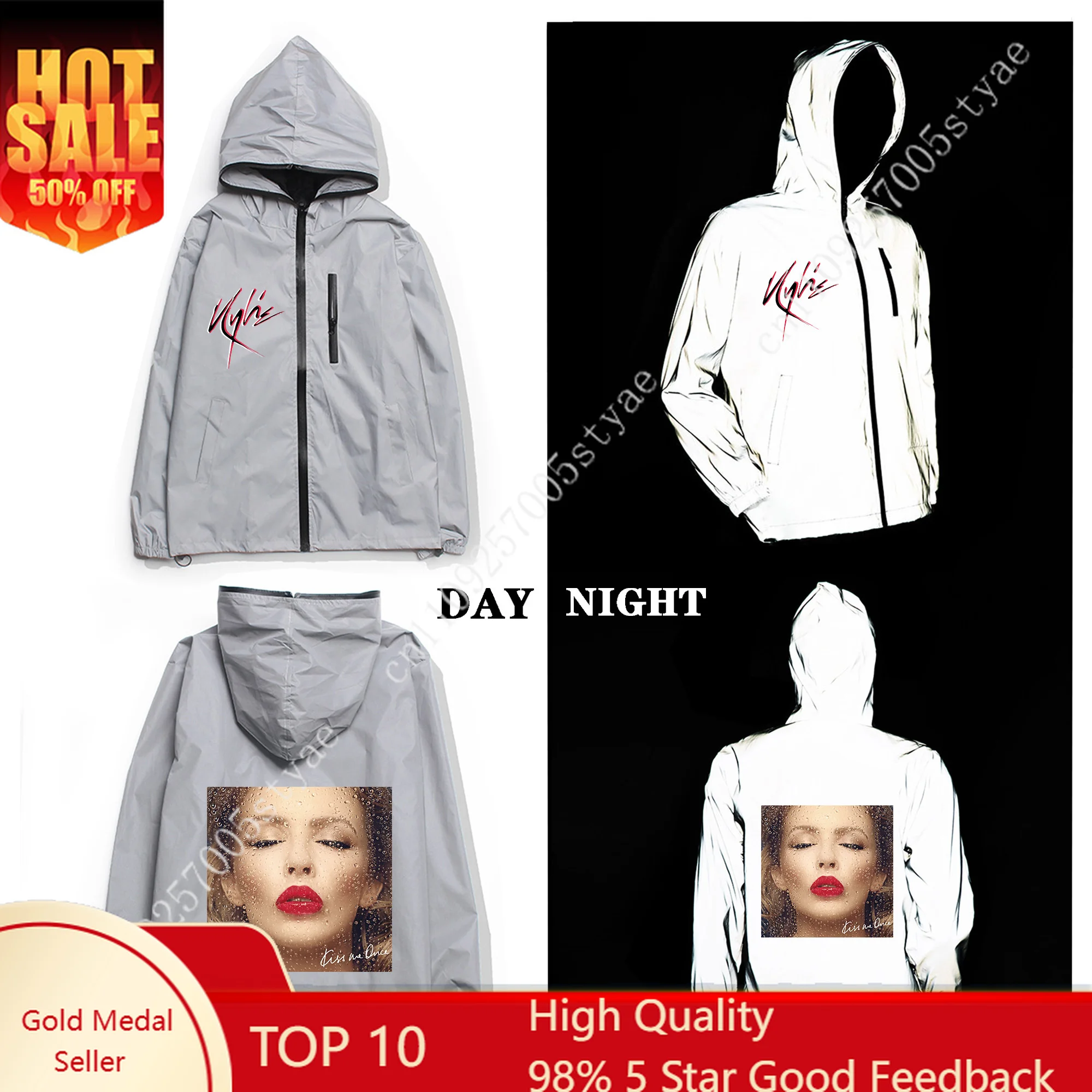 Kylie Minogue Reflective Jacket Mens Womens Coat Hooded Windbreaker Pocket Jackets Cycling Custom Hoodie
