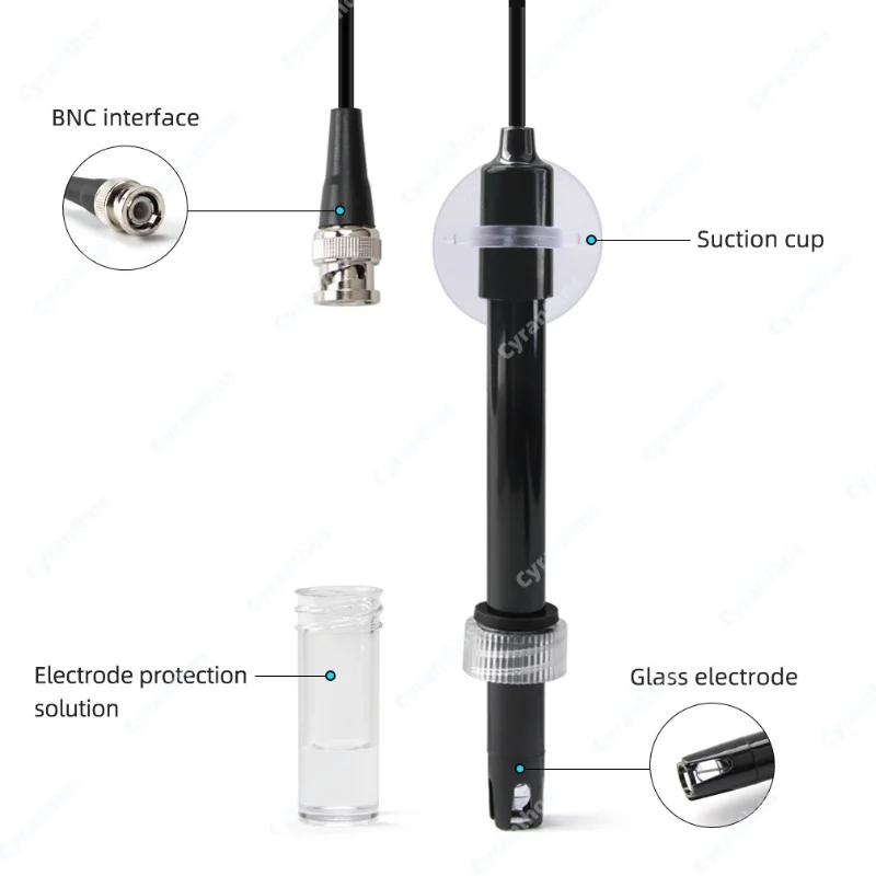 

BNC 0-14 pH Electrode Probe Sensor 0-60℃ pH Meter for Aquarium Hydroponics Lab Water Quality Testing