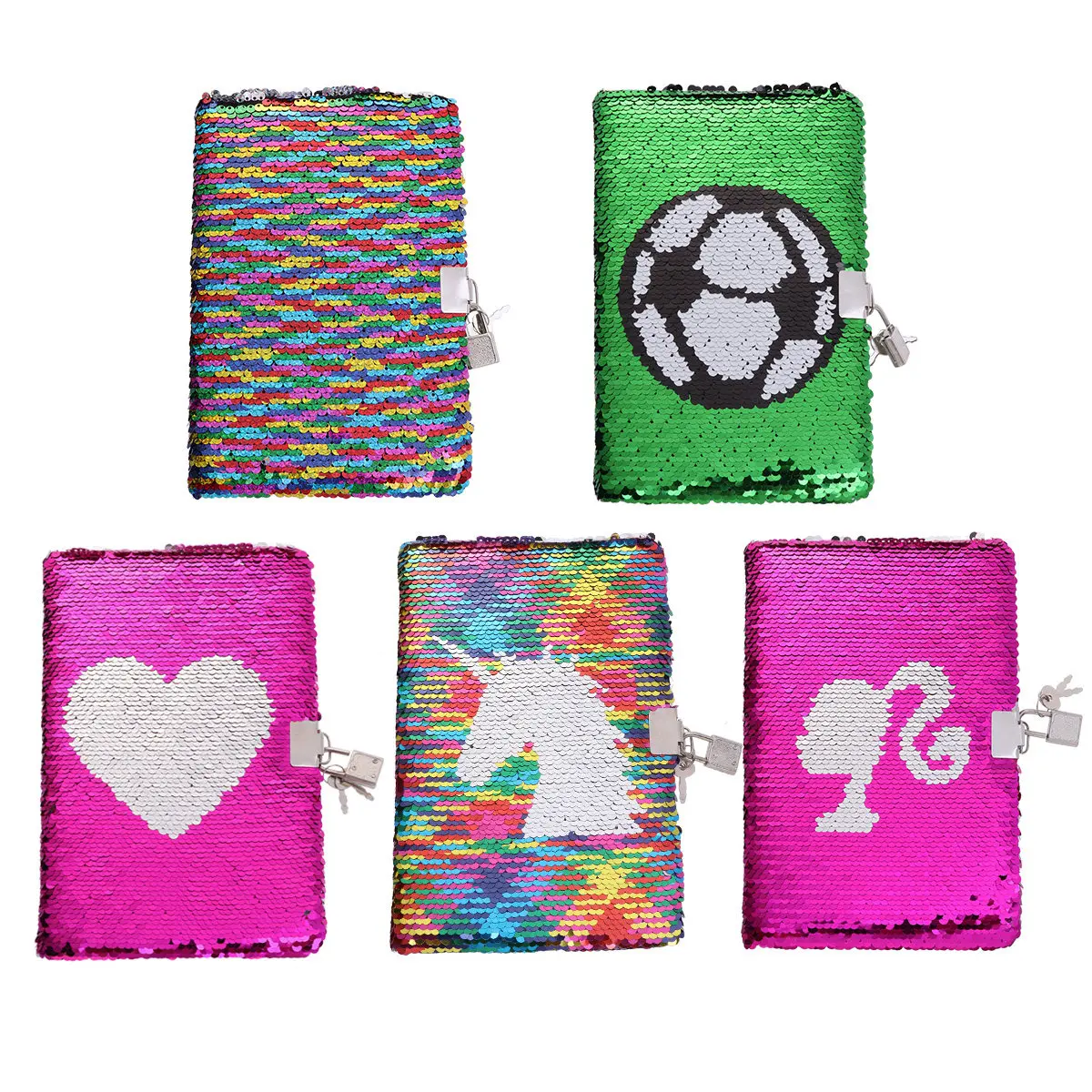 Pet Sequin Notebook Colorful Lock Notepad Diary Journal Travel Planner Creative Writing Sketch Drawing Sequin Notebook
