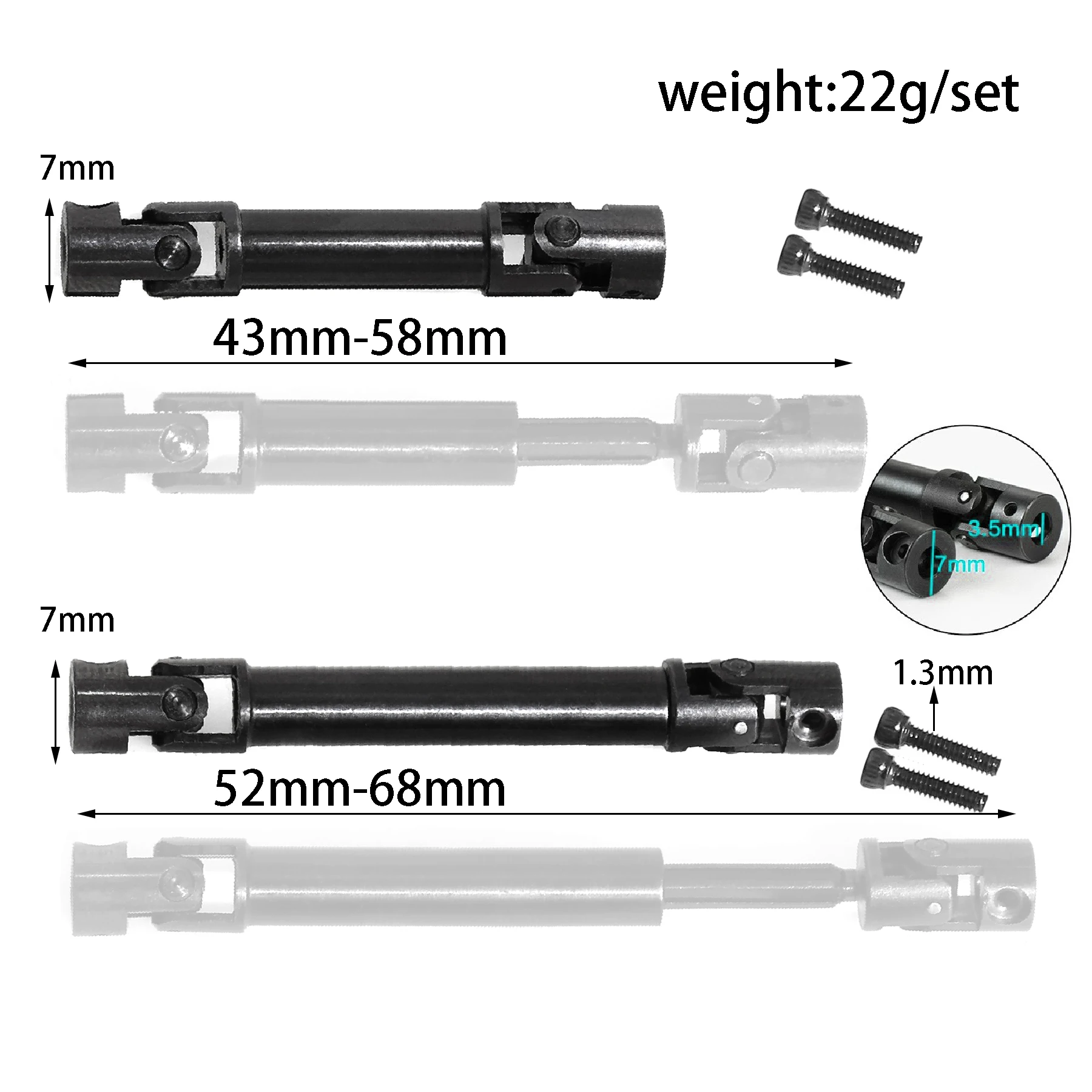 RED SPIDER 2Pcs Steel Transmission Drive Shaft for Axial SCX24 Chevrolet Wrangler Bronco 1/24 RC Crawler Car Truck Model Parts