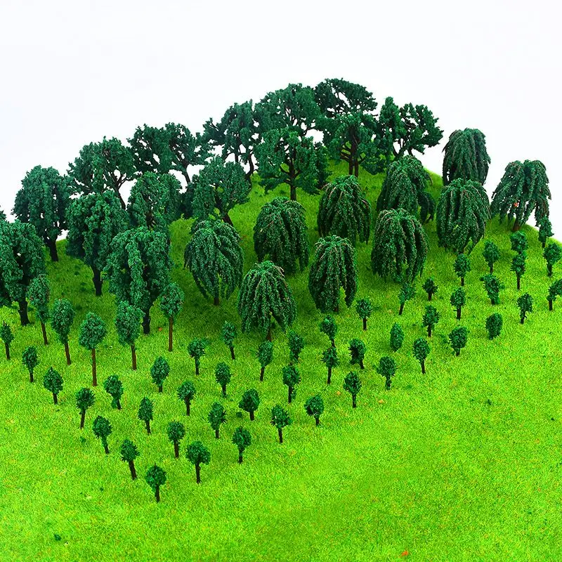

30/50PCS Miniature Mixed Model Trees Accessories For DIY Sandtable/Railway/Dollhouse Natural Green Plant Scenery Landscape Kits
