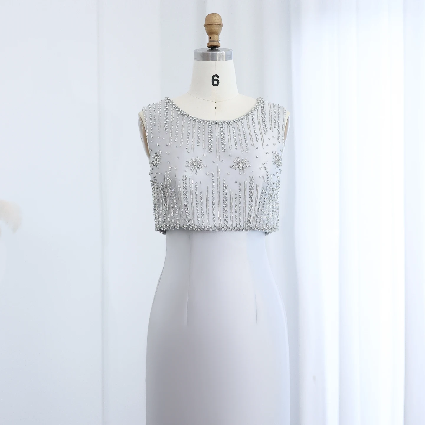 Sharon Said Rhinestones Dubai Silver Gray Midi Evening Dress for Arabic Women Formal Wedding Party Gown SS277 Customized