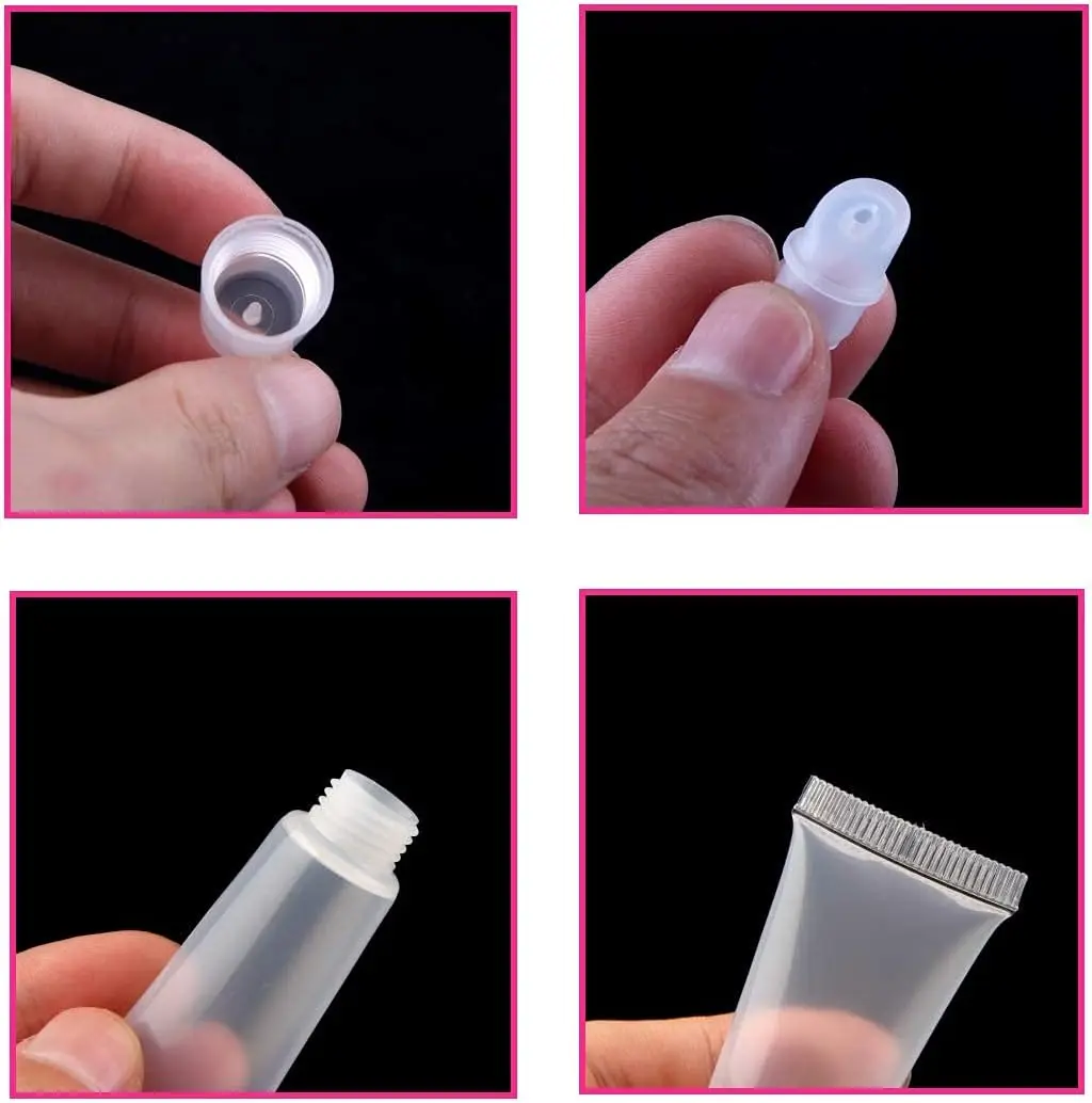 빈 립글로스 튜브 20개 세트, 주사기가 포함된 투명 립밤 튜브 - 리필 가능한 스퀴즈형 립밤 용기, 미니 소프트 화장품 튜브, DIY 립글로스 및 여행용 세면도구에 적합