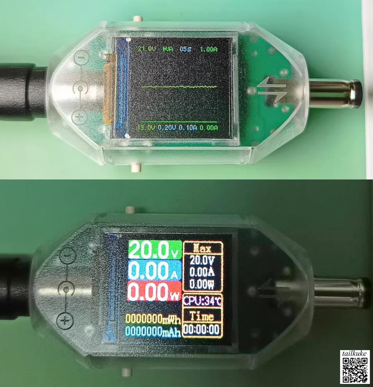 DC Voltage and Current Meter, DC 5.5*2.5 Interface Tester, Multi-functional Digital Power Meter 50V12A