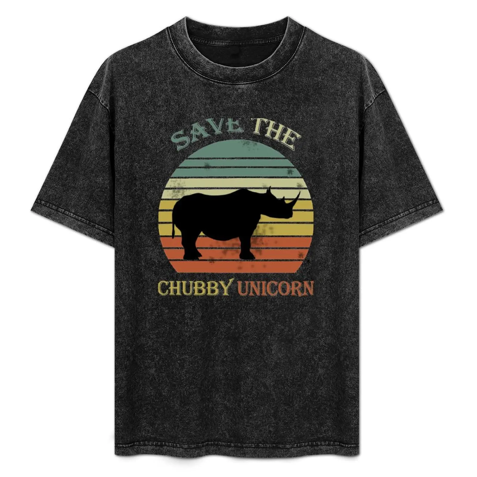 

Save The Chubby Unicorns Vintage Colors Distressed T-Shirt Breathable Lightweight Summer Top