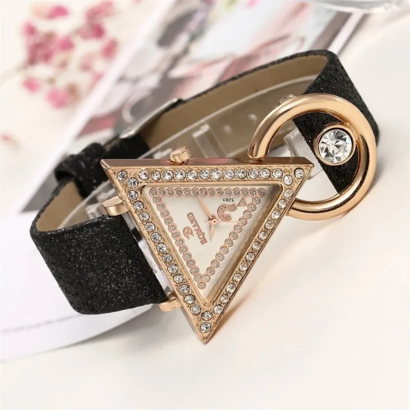 2024 Women Watches Creative Luxury Triangle Rhinestone Dial Frosted Strap Ladies WristWatch Fashion Quartz Watch Relojes Mujer