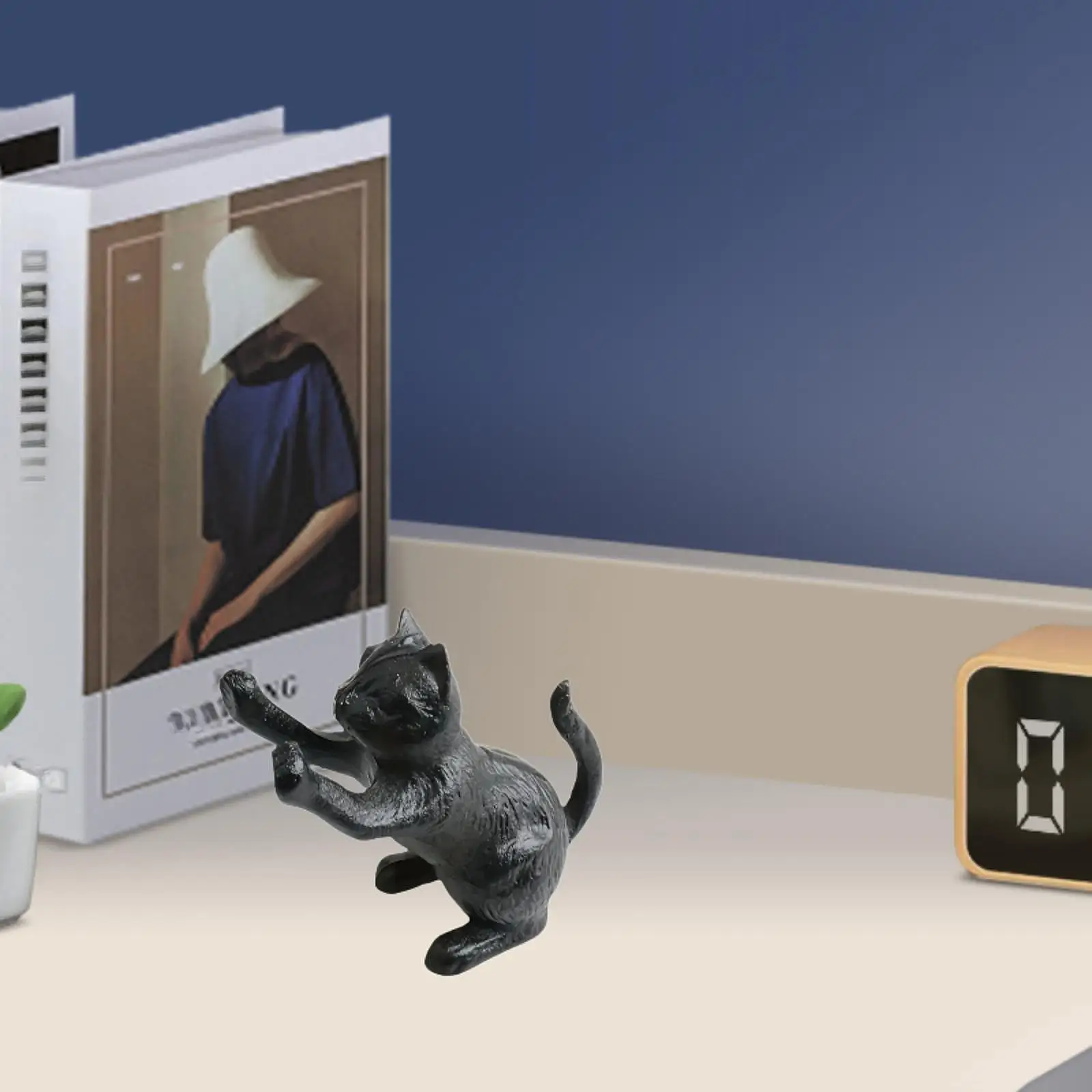 

1Pc Decorative Cat Bookend Retro Design for Heavy Books Non Slip Figurine Book End for Shelf Library Study Room Bookcase Decor