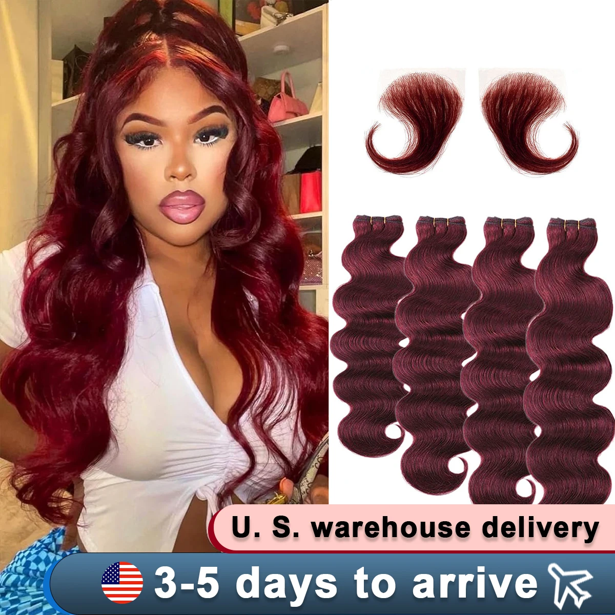 16A ดิบรวมกลุ่มผมมนุษย์ 18 20 22 นิ้ว 99J Burgundy Body Wave Human Hair Bundles Virgin Water หยักสานผม Extension