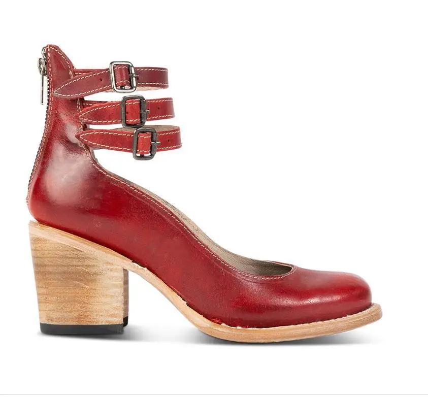 Flache Klassische Sandalen für Damen, Afrikanischer Stil, Quadratischer Absatz, Hohe Absätze, Klobige Freizeitschuhe, Schnürung, Runde Zehenpartie, Riemen, Blockabsatz – Detail 19