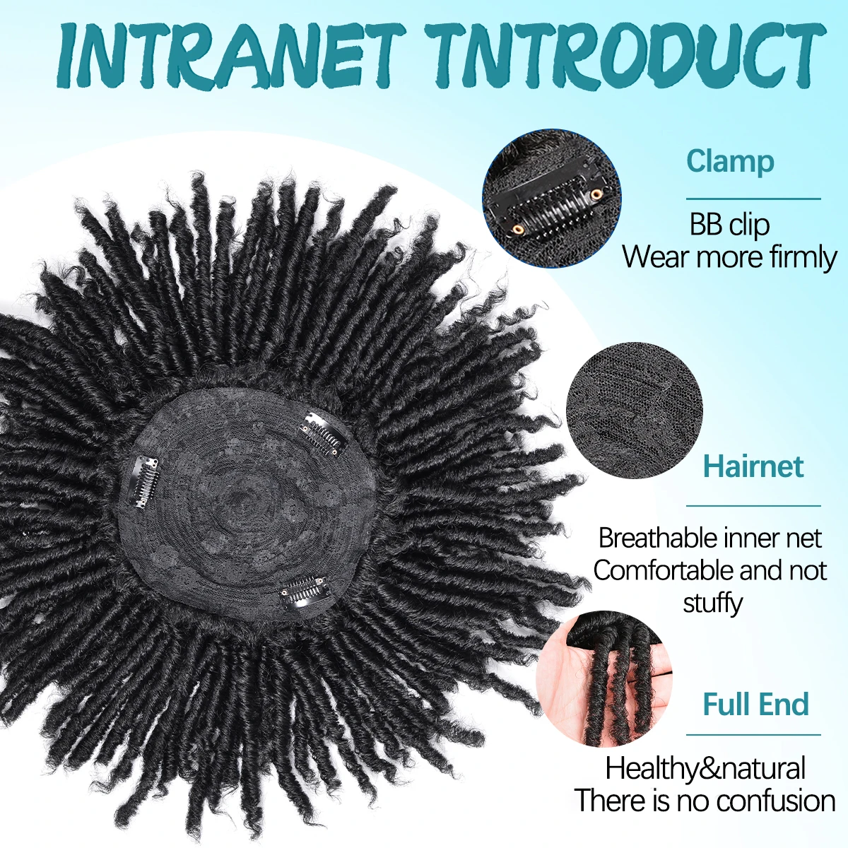 6 بوصة الاصطناعية قصيرة Dreadlock نصف الباروكات الأفرو مجعد الشعر غريب مجعد الباروكات الكروشيه الضفائر فو Locs كليب شعر مستعار للرجال والنساء