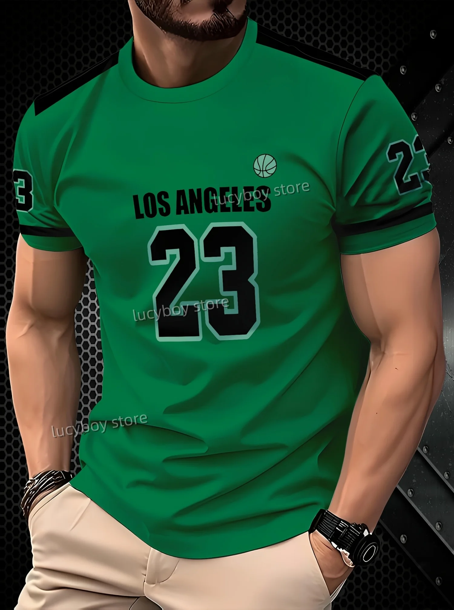 

Men LOSANGELES No.23 PrintShort Sleeve T Shirt Man O-Neck Sportwear jerseys Racing Football Tee Vintage Casual Tops Men Clothes