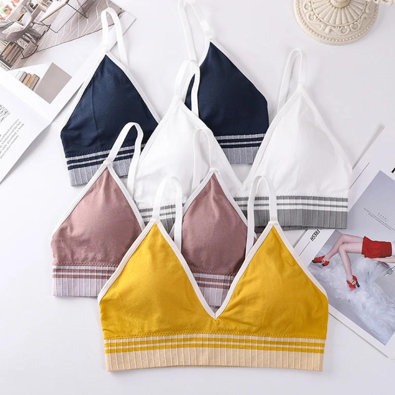 

New Striped Women Bra Bralette Lingerie push up bra Cotton flexible Bra For Women Fashion Ins bras Lady Tops Underwear Bralette