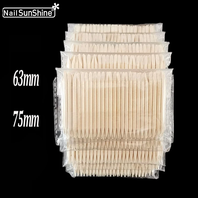 500 Pcs/Lot 75mm/65mm Orange Wooden Stick Cuticle Pusher For Women Lady Double End Professional Nail Care Tools Supplies