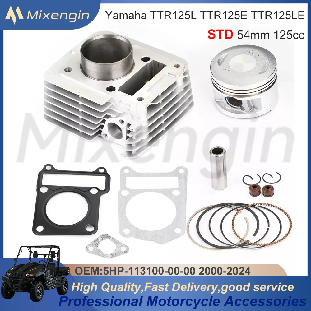 

STD 54mm 125cc Motor Cylinder Piston Gasket Rebuild Overhaul Kit for Yamaha TTR125 TTR125LE TTR125E 5HP-11310-00-00 2000-2024