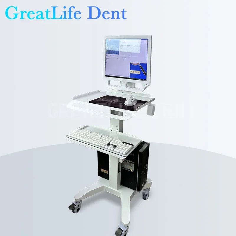 GreatLife Carro de escáner Dental médico para abolladuras, carro de herramientas Intraoral con soporte, soporte de bandeja, carro de Gabinete Móvil