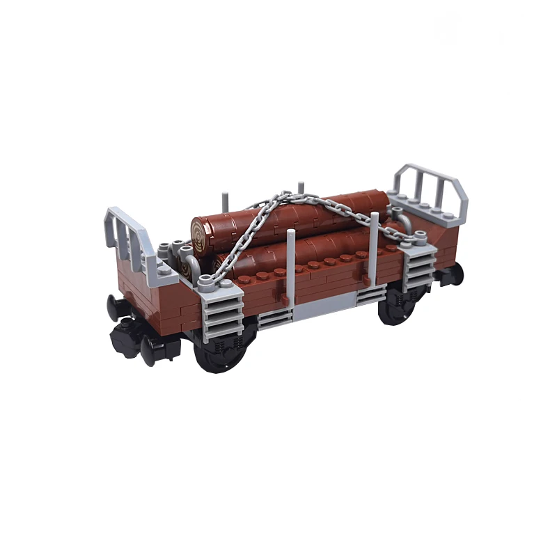 

MOC Blocks City Train Flatbed Wagon Freight Model Building Kit Compatible All Brands Railway Locomotive Bricks Toys