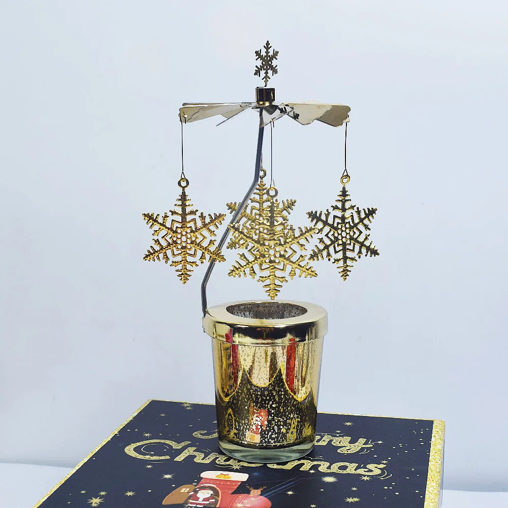 Love Wedding Candle Holders Snowflake Deer Fairy Rotating Candlestick Metal Tray Romantic Home Decoration Christmas Ornament ﻿