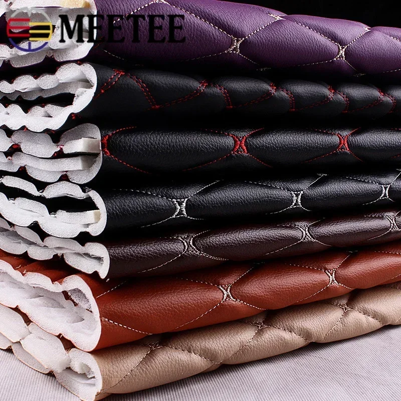 45*160cm Meetee Embroidered PVC Faux Leather Fabric for Car Floor Mat Seat Cushion DIY Background Wall Soft Decoration Material