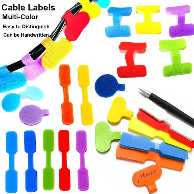 24/8Pcs Self Adhesive Cable Labels Colorful Waterproof Cord Labels Tags Cable Management for Home Wire Tags Tear Resistant