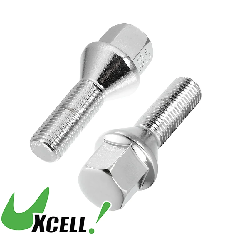 

UXCELL Car M12x1.5 Wheel Bolt Taper 60° Wheel Bolts Lug Nuts Wheel Studs 10pcs Silver Tone for Alloy Wheels and Steel Rims