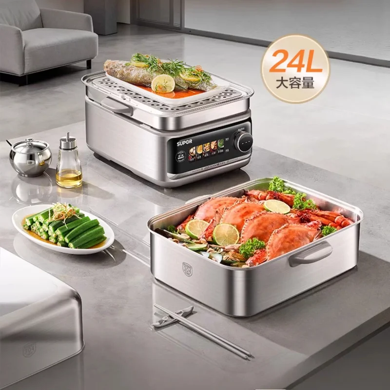 

2100W Powerful Fire Electric Steamer, Home Multi-Layer Detachable Pot, Large-Capacity Stainless Steel Multi-Cook Steamer