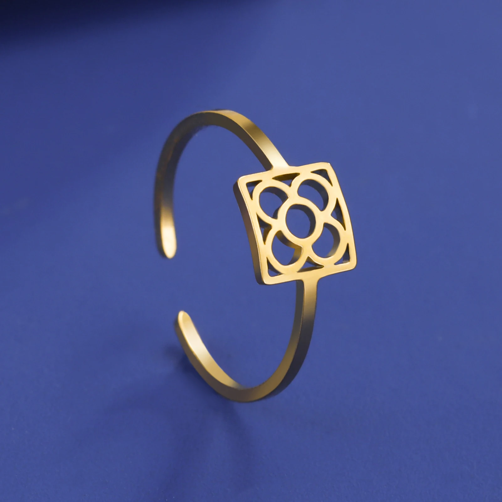 Lemegeton Barcelona Flower Ring for Women Stainless Steel Women's Rings Fashion Minimalism Female Jewelry Accessories