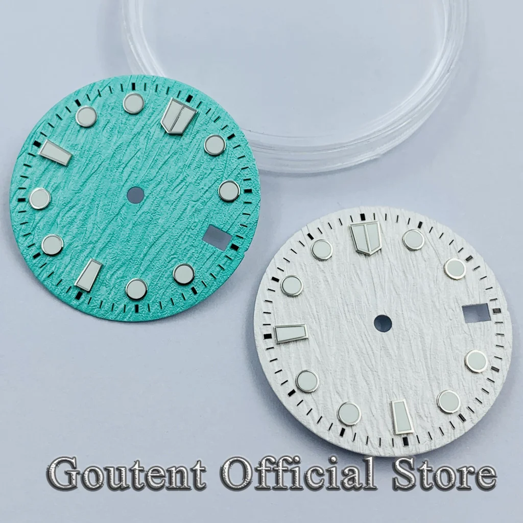 Goutent 28.5mm Black Blue Green Yellow Sterile Watch Dial Fit NH34 NH35 Automatic Movement Fit 3 O'Clock Crown 3.8 O'Clock Crown