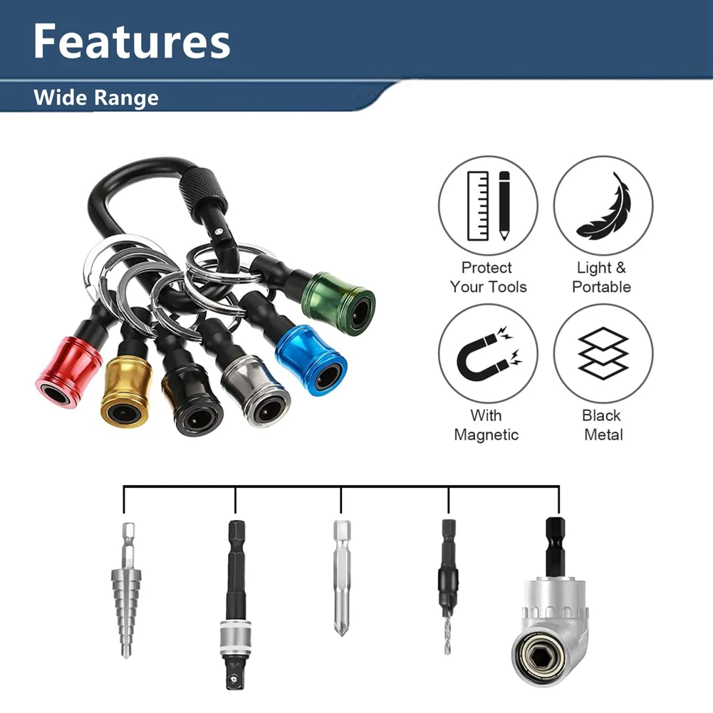 Porte-foret à tige hexagonale de 1/4 pouces, barre d'extension porte-clés, alliage d'aluminium, jeu de porte-embouts de tournevis à pivot magnétique