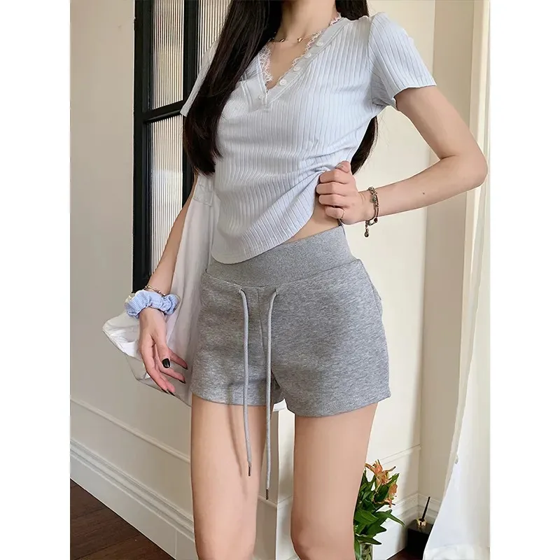 

Women Korean Hot Girl High Waist Drawstring Shorts Slim Hip Wrap Casual Versatile Loungewear Short Pants