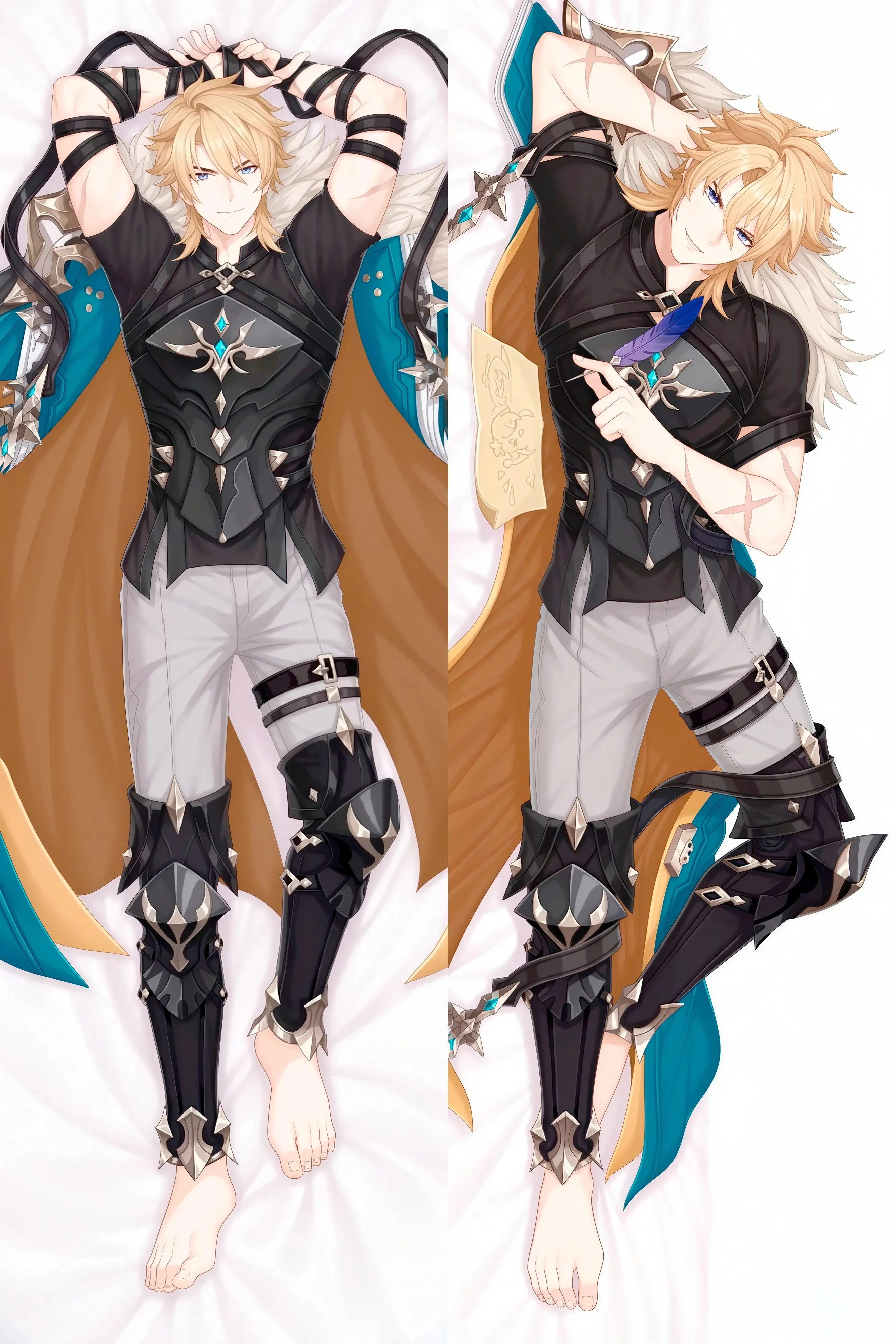 Varka Rugged Mature Knight Man Anime Body Pillow Cover