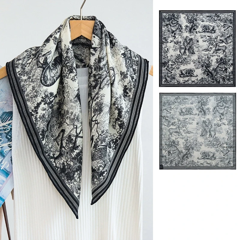 Echarpe-carree-en-soie-et-laine-motif-jungle-a-l'aspect-encre-a-l'eau-double-face-couleurs-variees-style-litteraire-elegante-polyvalente-chale-decoratif-foulard-pour-le-cou-pour-femme