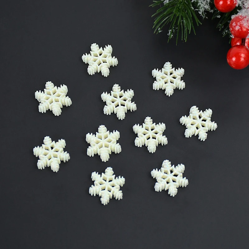 20Pcs 20/28mm Christmas Resin Snowflake Scrapbooking Embellishments DIY Xmas Winter Snowflake Crafts Home Decoration