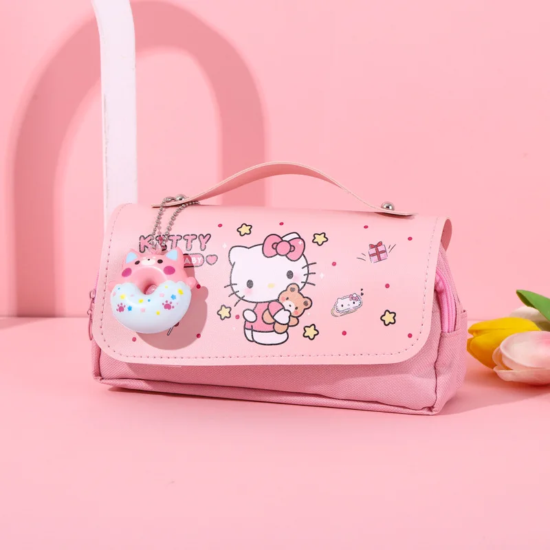 6pcs/lot Kawaii Sanrio Kitty Cat Portable Pencil Case Creative High-Capacity Pencil Box Stationery Pen Bag School Supplies