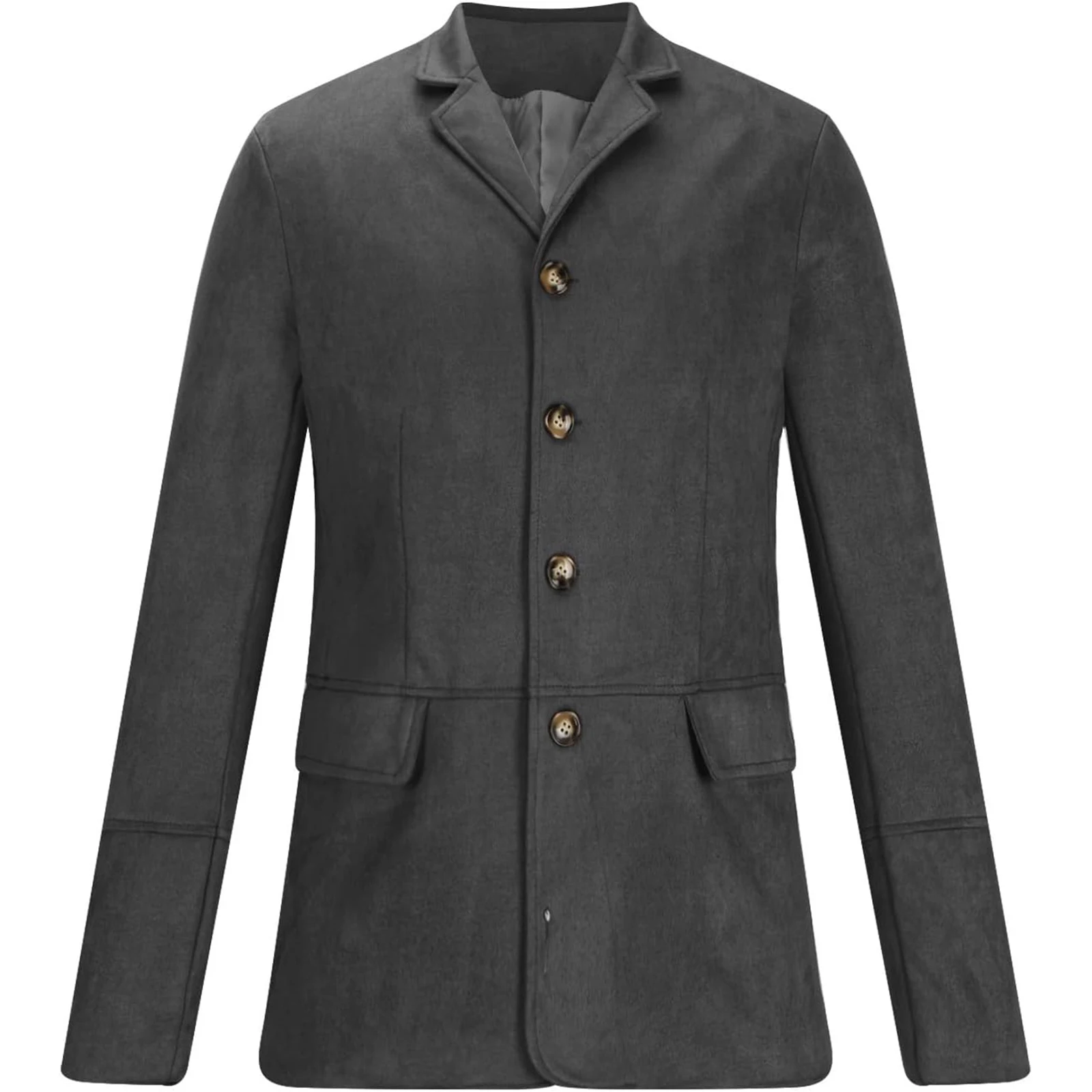 

Mens Faux Suede Leather Suit Jacket Fall Winter Vintage Button Blazers Coats Fashion Slim Fit Work Wear Overcoats Male Outwears