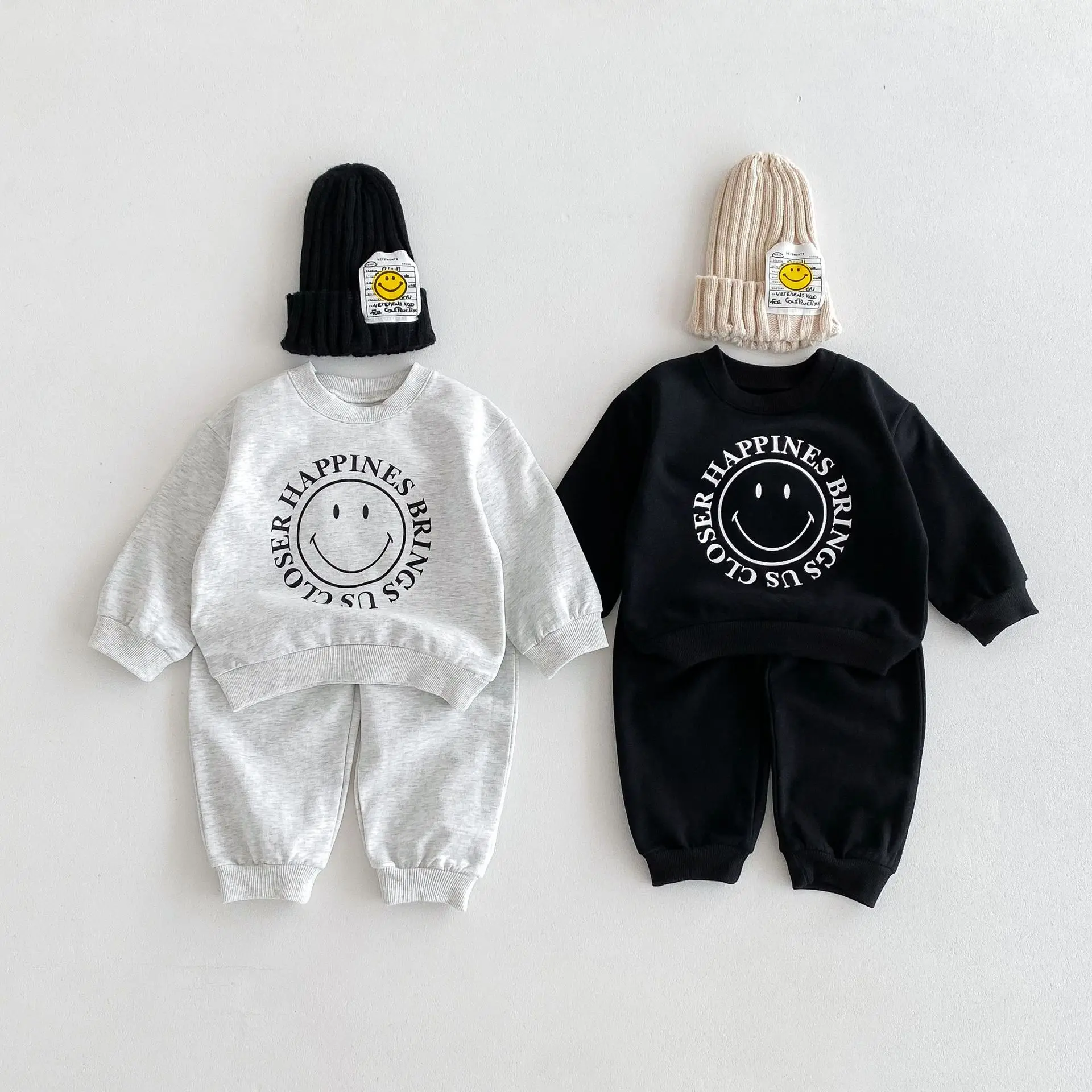 

2024 Autumn New Children Long Sleeve Sports Set Boys Girls Cartoon Letter Print Sweatshirt + Pants 2pcs Suit Kids Casual Outfits