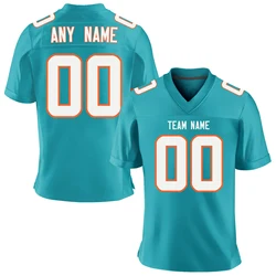 Personalized Aqua American Football Jersey Custom Printed Team Name Number for Men Women Kids Youth Football Uniform