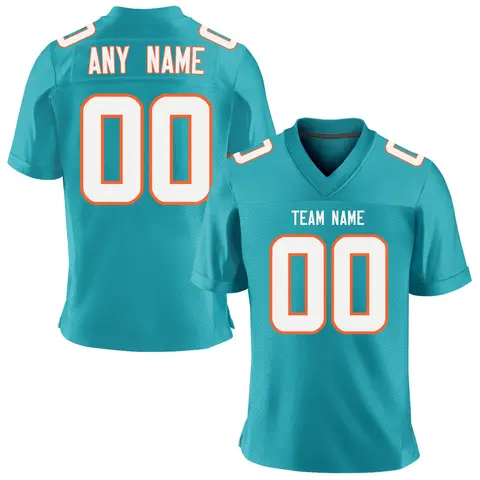 Personalized American Football Jersey White Aqua Custom Printed Team Name Number for Men Women Kids Youth Uniform Fans Gift
