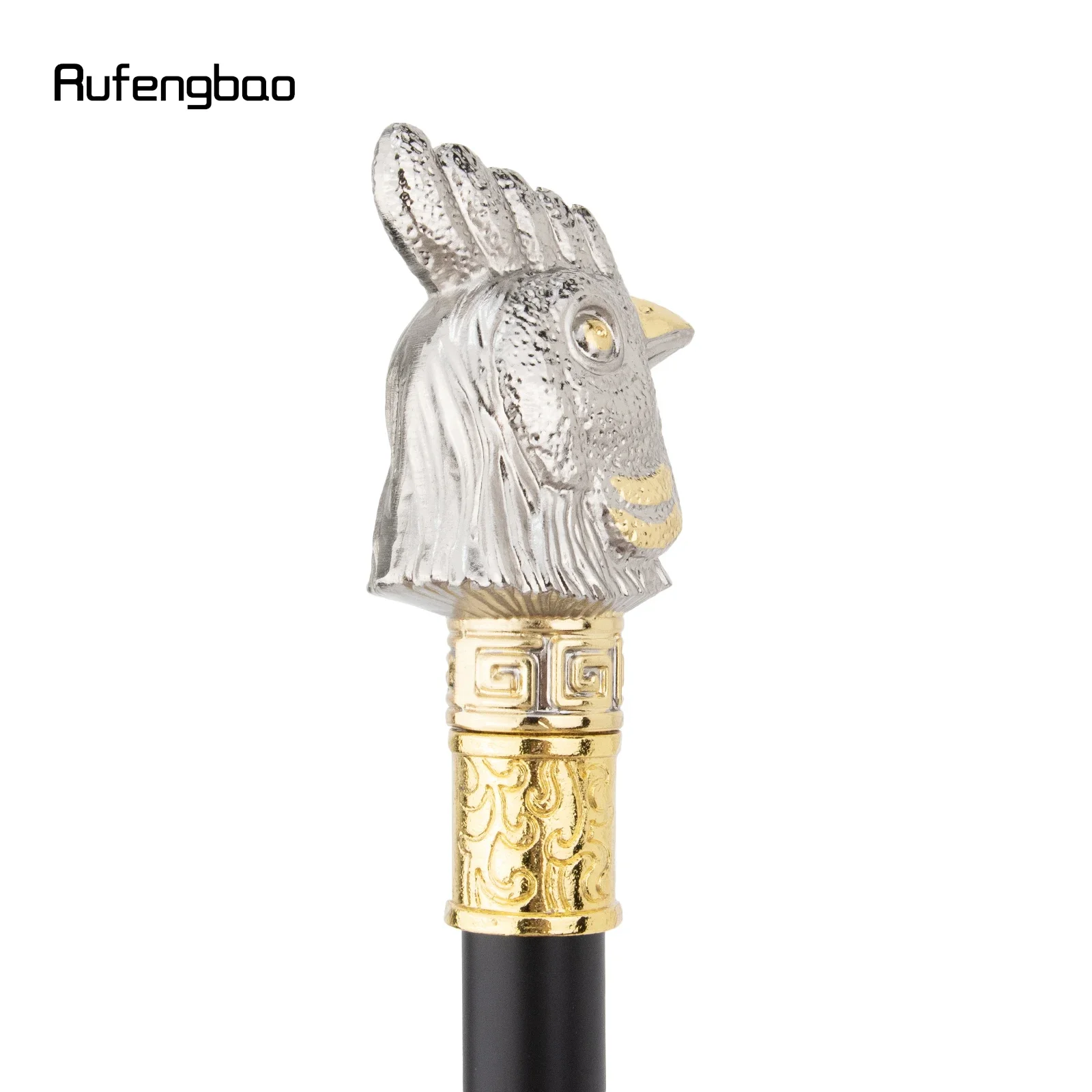 ゴールデンホワイトチキンオンドリ動物ファッションステッキ装飾cospalyヴィンテージパーティーファッショナブルなウォーキングステッキクロシエ93センチメートル