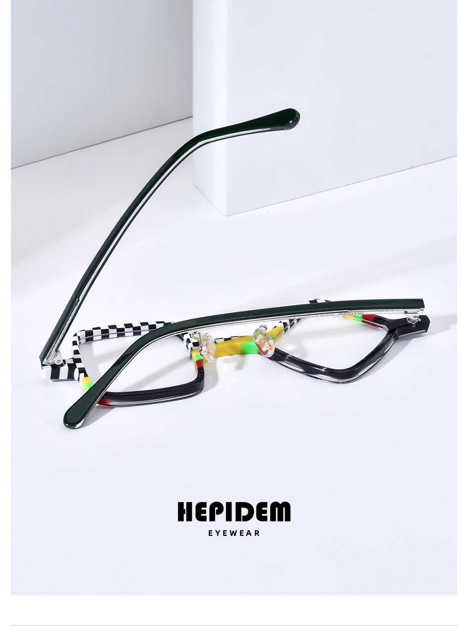 HEPIDEM Acetat Brille Rahmen Männer neue Retro runde quadratische Rhomboid Brille Frauen Nerd Vintage Brillen Brille – Detail 9